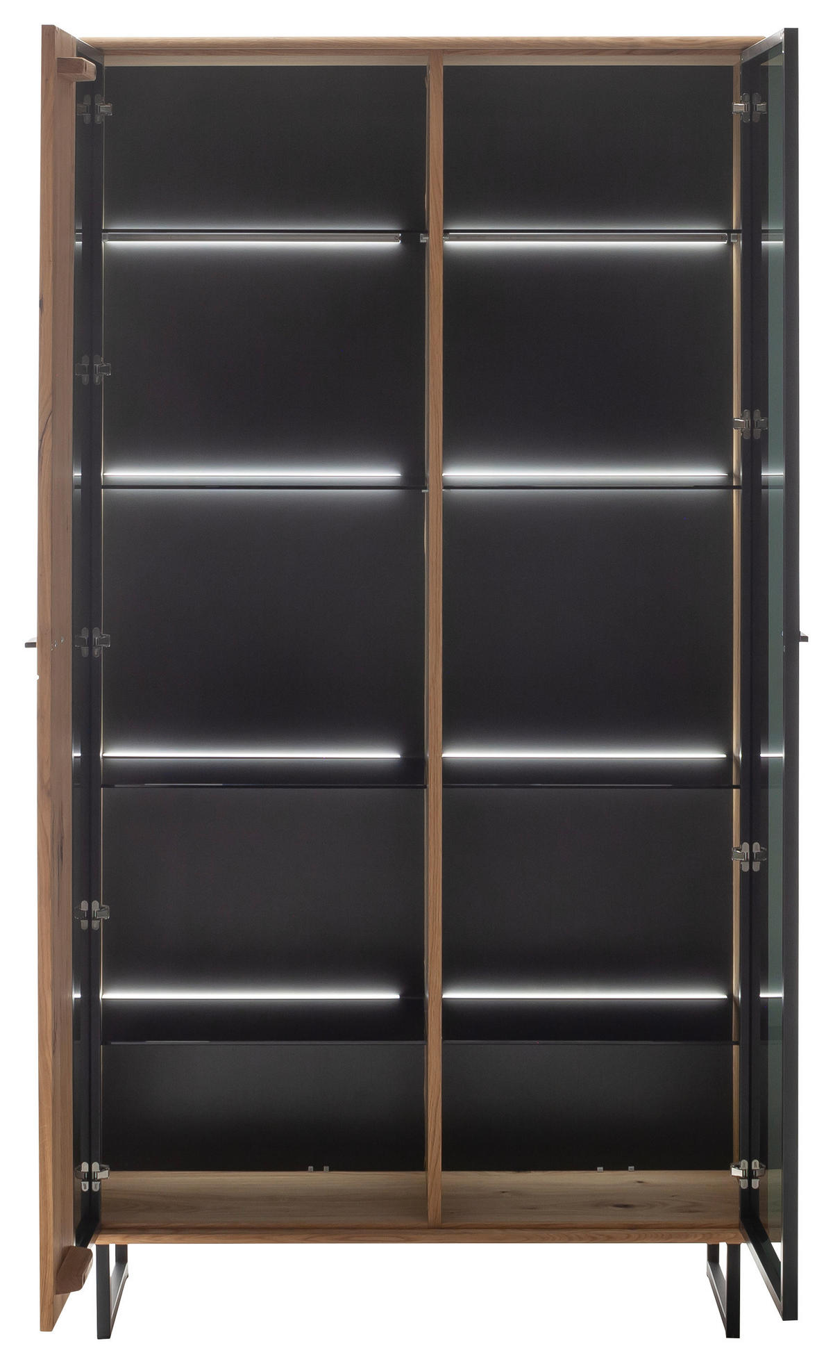 VITRINE in furniert, teilmassiv Balkeneiche Wildeiche  - Wildeiche/Anthrazit, Design, Glas/Holz (100/186/37cm) - MID.YOU