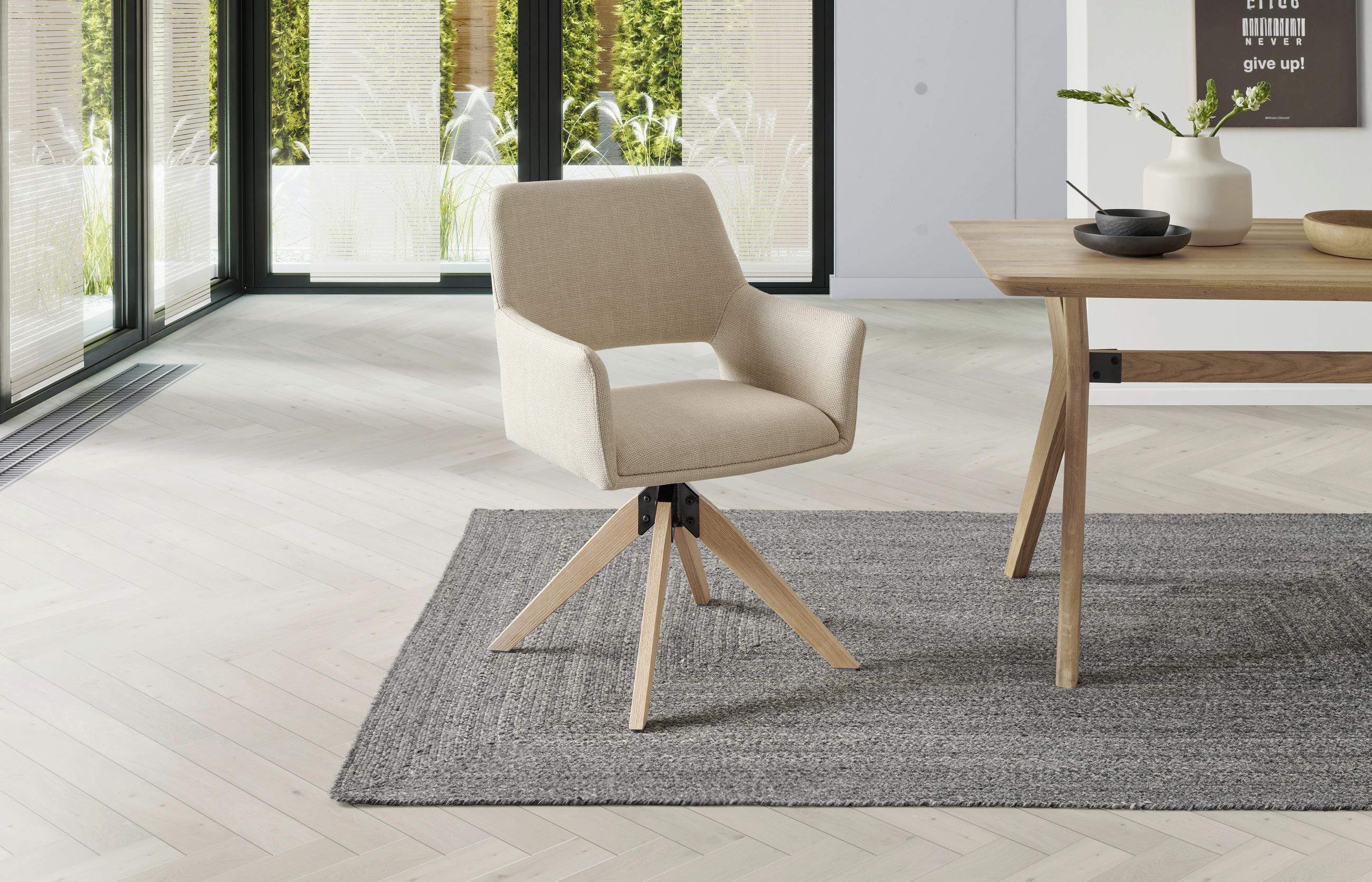 ARMLEHNSTUHL  in Eisen Webstoff  - Beige/Naturfarben, LIFESTYLE, Holz/Textil (62/87/60cm) - MID.YOU