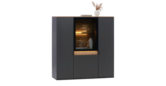 HIGHBOARD in 130,5/134,6/42 cm - Eichefarben/Anthrazit, Design, Glas/Holz (130,5/134,6/42cm) - Dieter Knoll