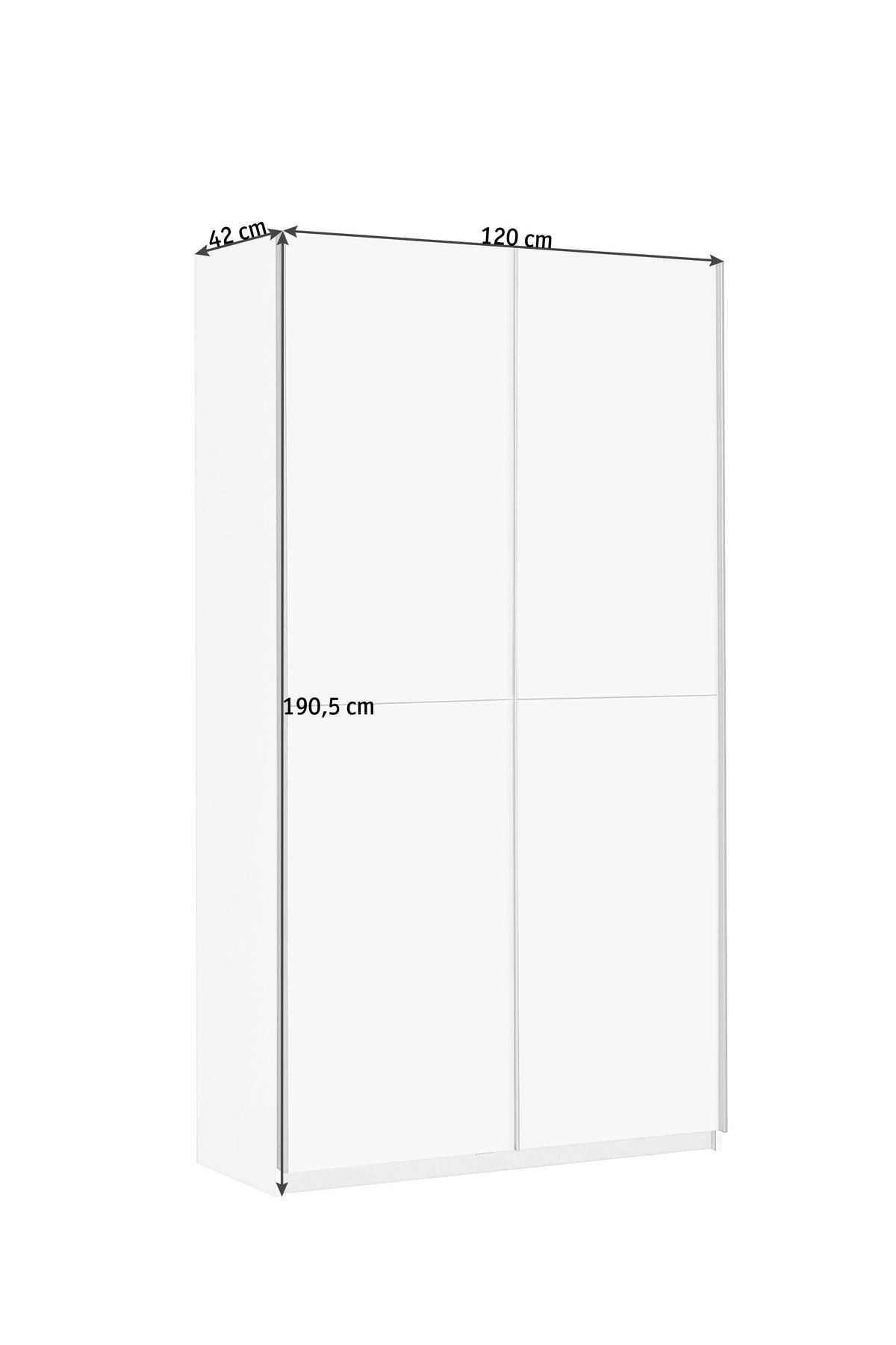 MEHRZWECKSCHRANK 120/190,5/42 cm  in Weiß  - Alufarben/Weiß, Design, Holzwerkstoff/Metall (120/190,5/42cm) - Carryhome