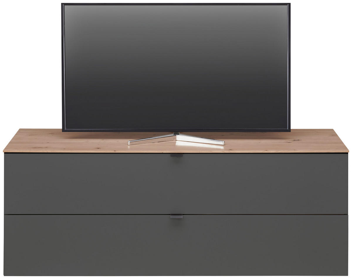 TV-ELEMENT Graphitfarben, Eiche Artisan  140/62/44 cm  - Schwarz/Graphitfarben, MODERN, Holzwerkstoff/Metall (140/62/44cm) - Hom`in