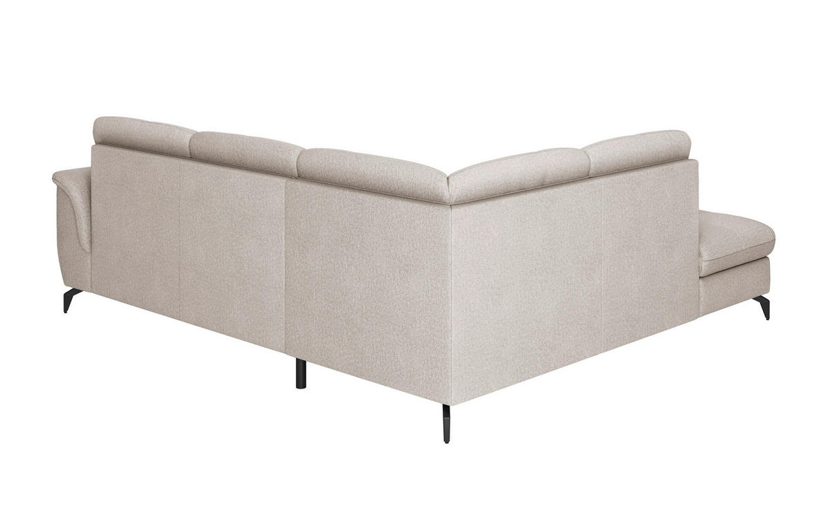 ECKSOFA in Flachgewebe Greige  - Greige/Schwarz, Modern, Textil/Metall (212/244cm) - Sit & More