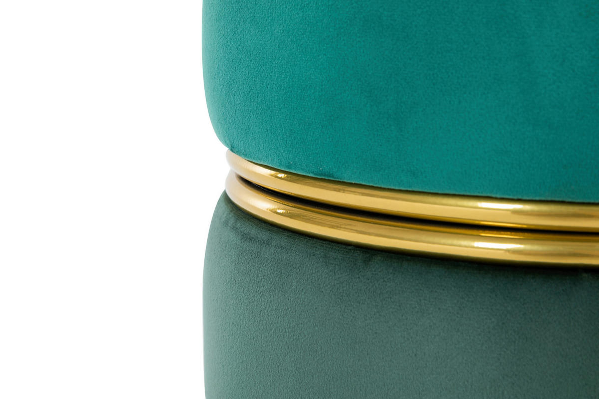 HOCKER Samt Grün, Goldfarben, Dunkelgrün  - Dunkelgrün/Goldfarben, Trend, Textil/Metall (34/42/34cm) - Xora