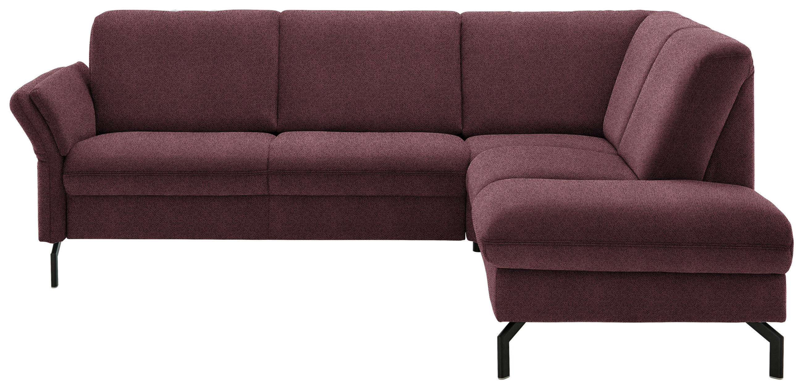ECKSOFA in Flachgewebe Weinrot  - Weinrot/Schwarz, Konventionell, Textil/Metall (241/190cm) - Beldomo Comfort