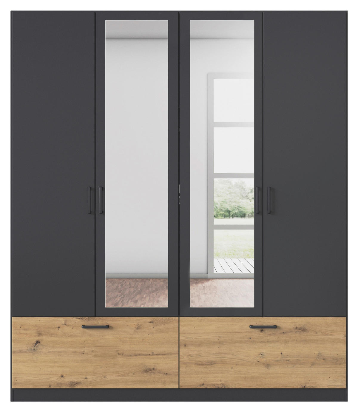 KLEIDERSCHRANK in Grau, Eiche Artisan  - Eiche Artisan/Grau, Basics, Holzwerkstoff/Metall (181/210/54cm) - Boxxx