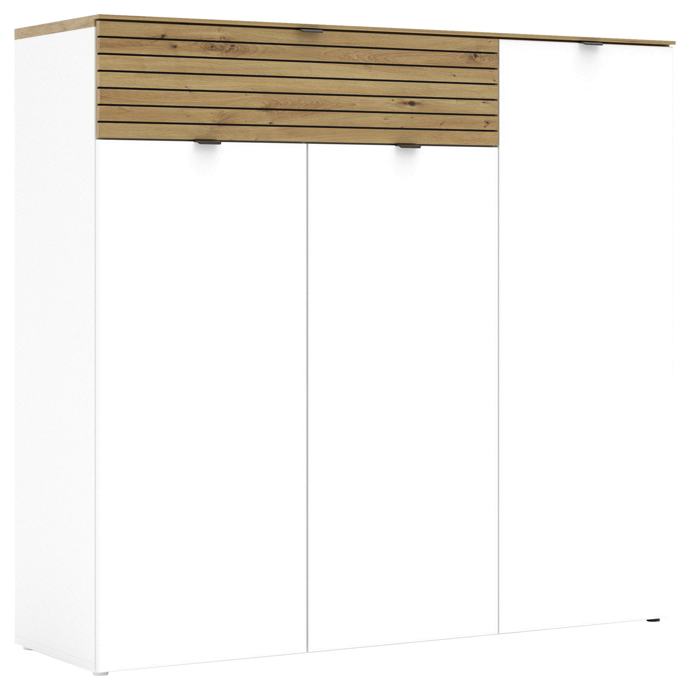 E-shop Voleo SKRINKA NA TOPÁNKY, biela, dub artisan, 136/125/41 cm