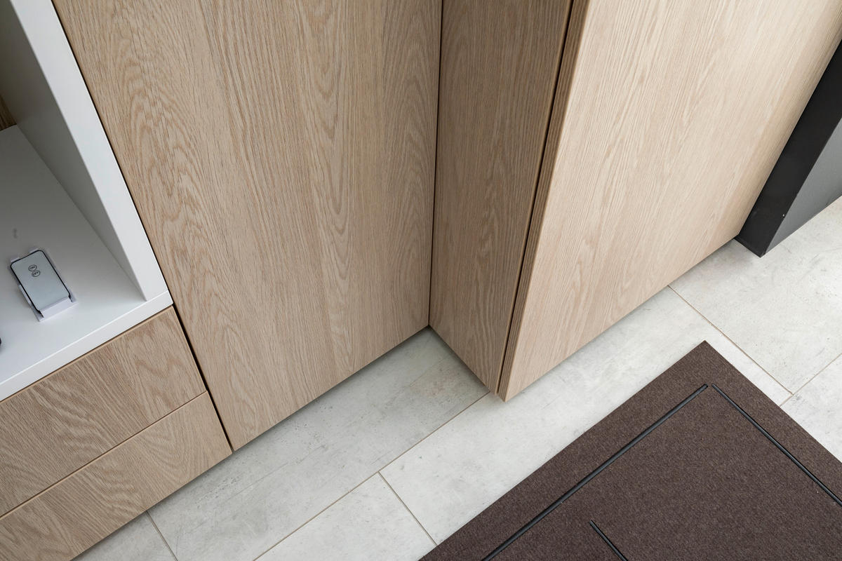 GARDEROBE 10-teilig  in 250/233/59 cm  - Weiss/Eichefarben, Design, Holzwerkstoff/Textil (250/233/59cm) - Moderano