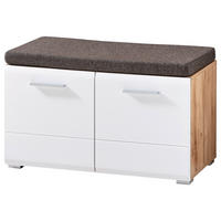 GARDEROBENBANK 80/48/37 cm  - Weiss/Eichefarben, Konventionell, Holzwerkstoff/Kunststoff (80/48/37cm) - Voleo