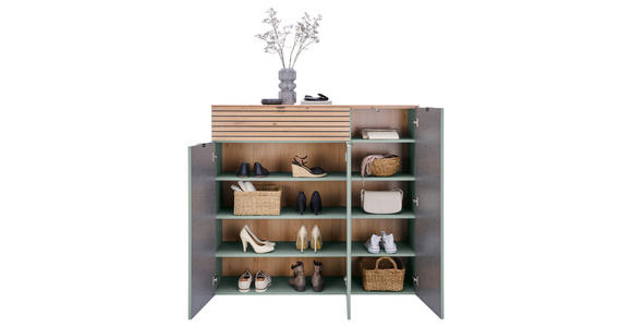 SCHUHSCHRANK 136/125/41 cm - Schwarz/Eiche Artisan, MODERN, Holzwerkstoff/Metall (136/125/41cm) - Voleo