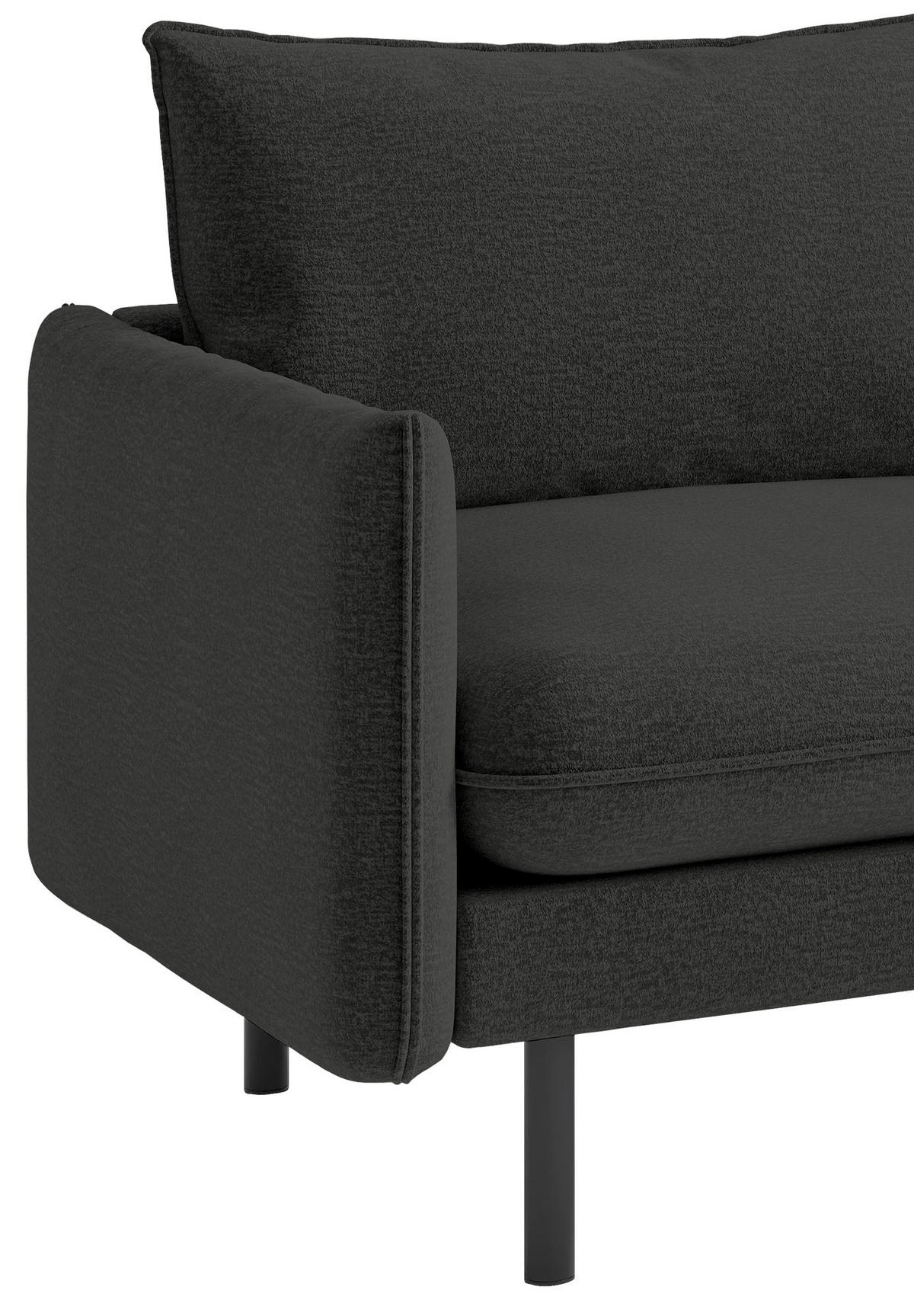 ECKSOFA in Flachgewebe Dunkelgrau  - Dunkelgrau/Schwarz, Design, Textil/Metall (267/204cm) - Livetastic