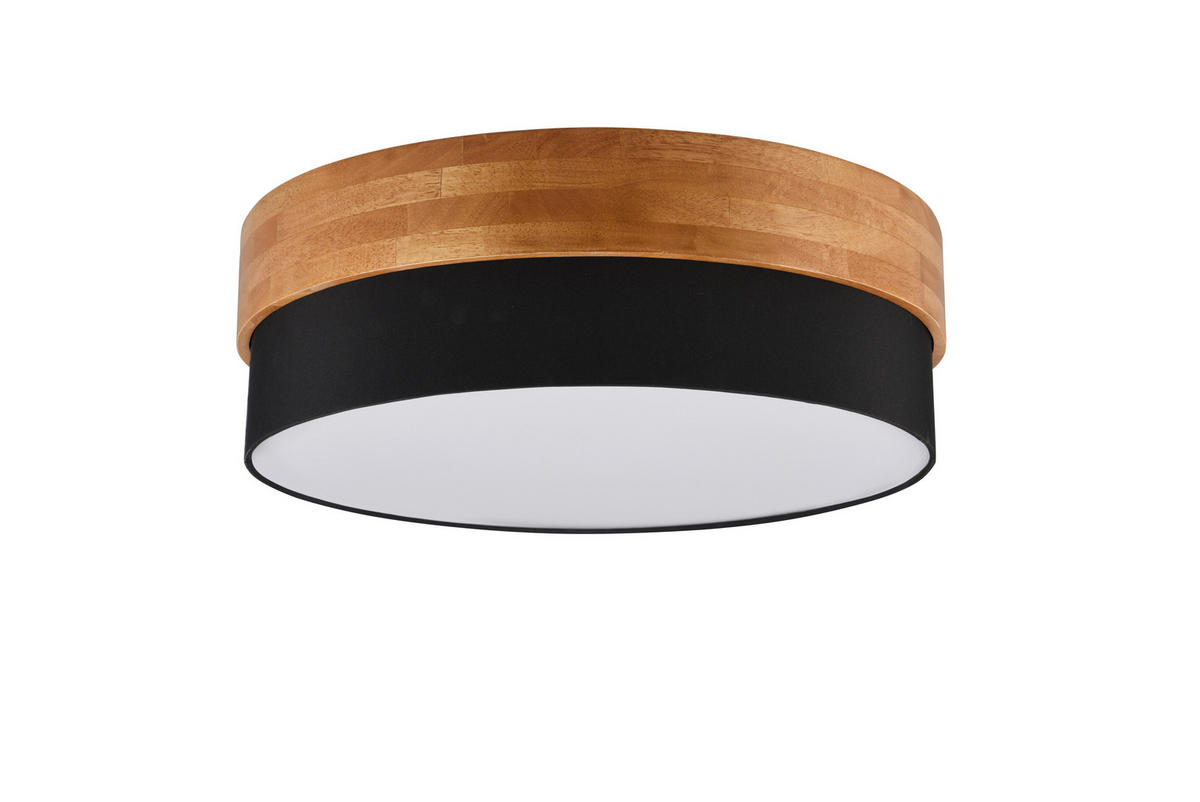 DECKENLEUCHTE  50/22 cm    - Schwarz, Natur, Holz/Textil (50/22cm) - Trio Leuchten