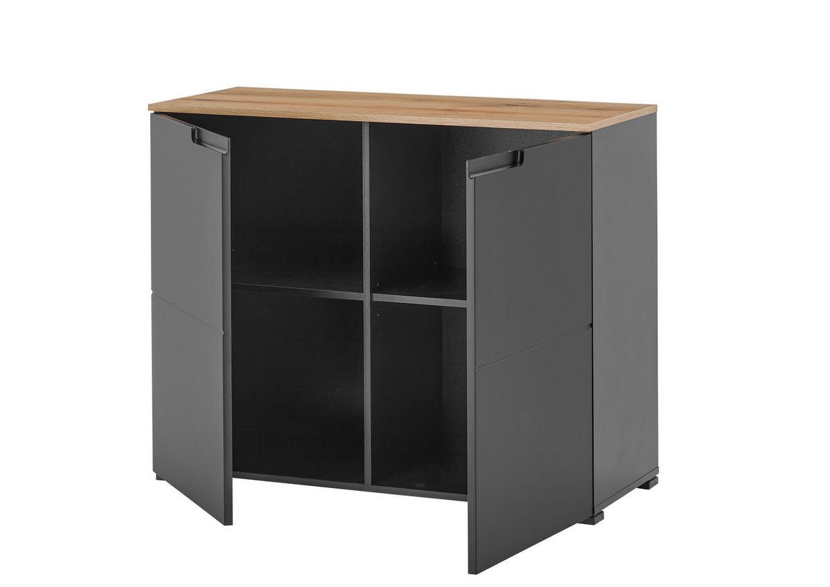 KOMMODE  in 100/80/40 cm  - Eichefarben/Schwarz, Design, Holzwerkstoff/Kunststoff (100/80/40cm) - home24