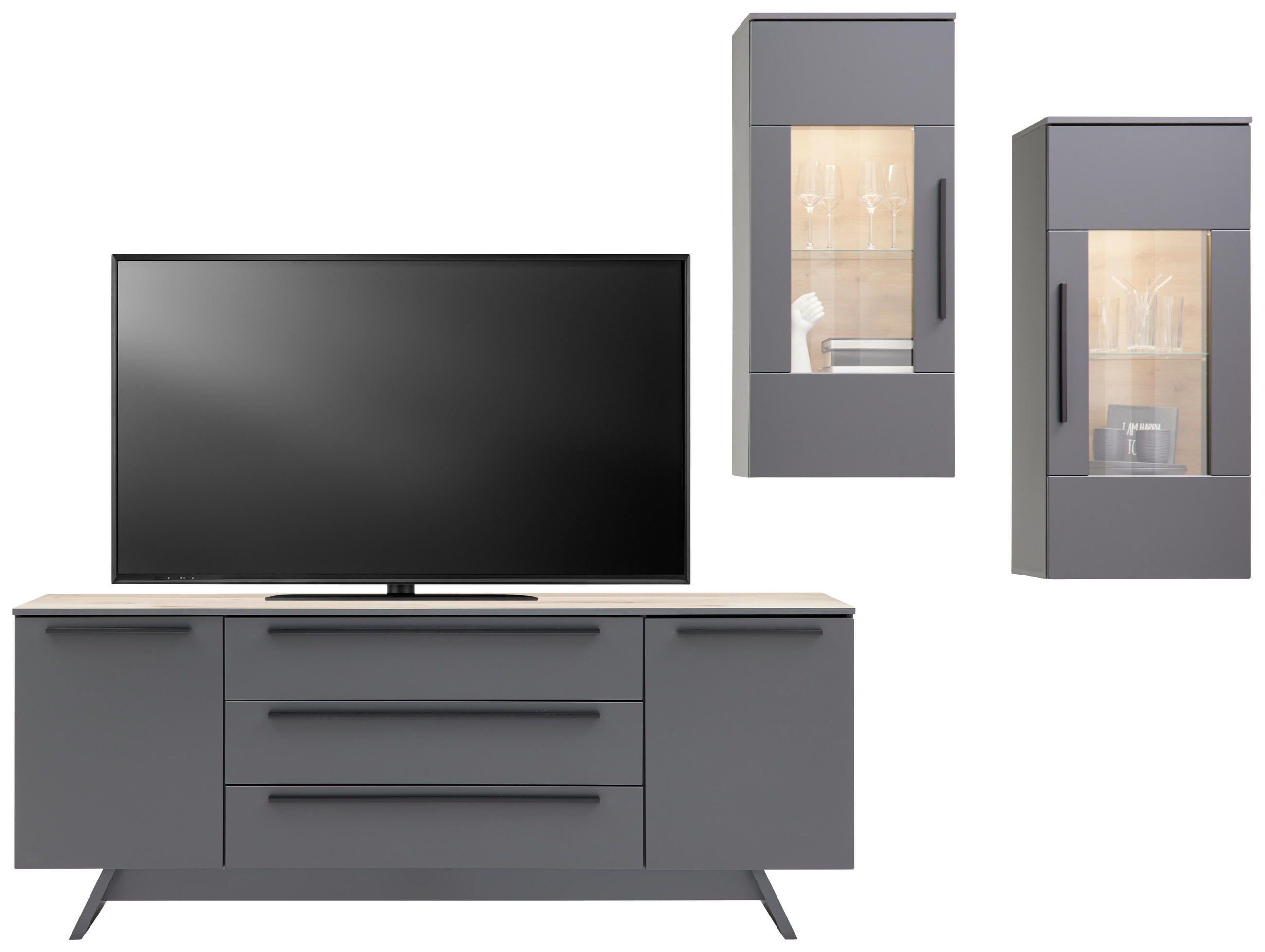 Wohnkombination Modern 3-tlg. Atlanta Grau/eiche Dekor