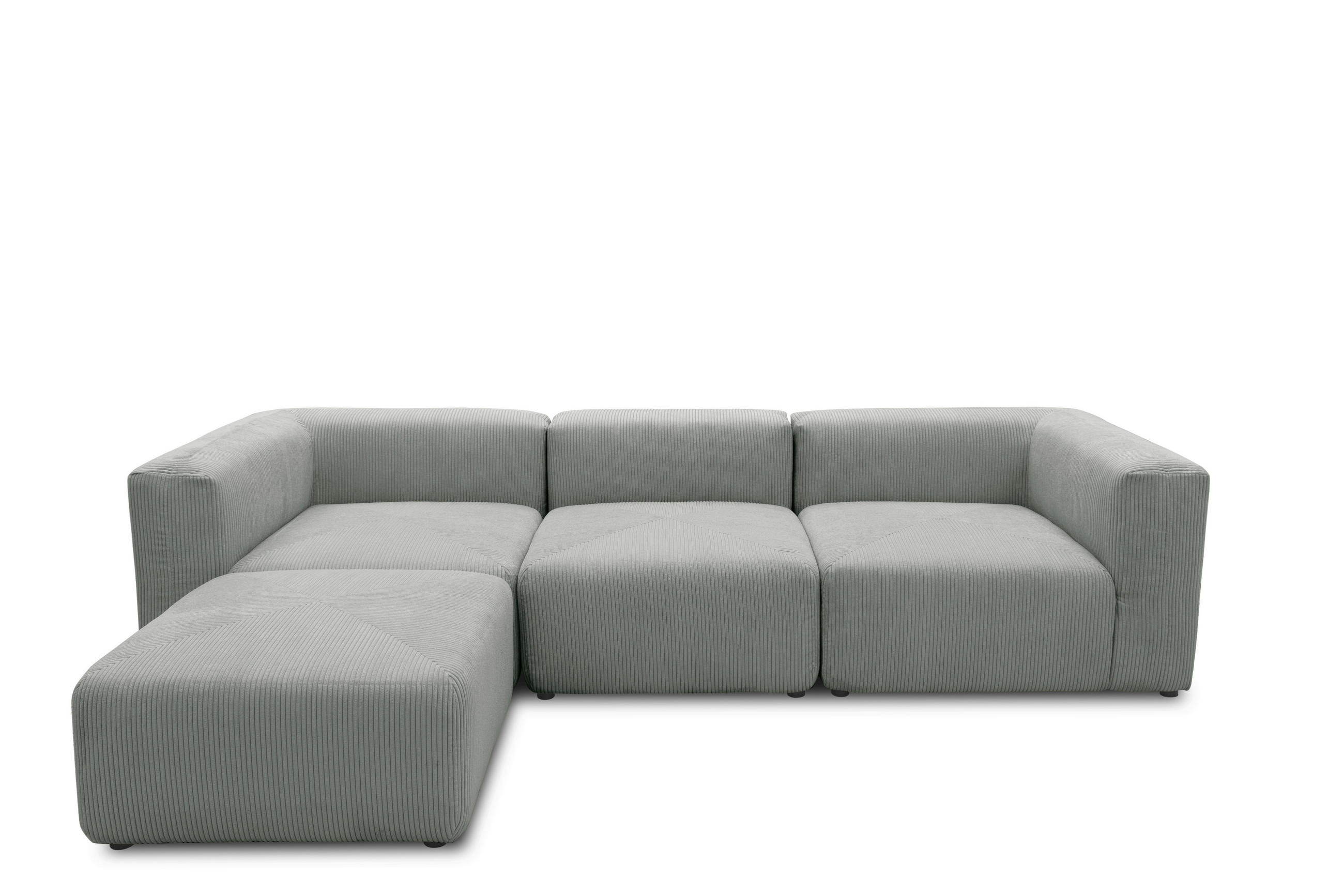 ECKSOFA  in Cord, Mikrofaser Hellgrau   - Hellgrau/Schwarz, Design, Kunststoff/Textil (301/69/193cm) - MID.YOU