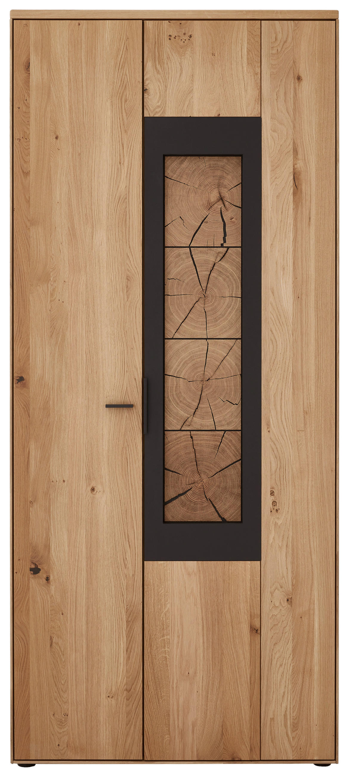 SCHRANK Schwarz, Wildeiche  88,9/205,6/37 cm  - Wildeiche/Schwarz, Design, Holz/Holzwerkstoff (88,9/205,6/37cm) - Valdera