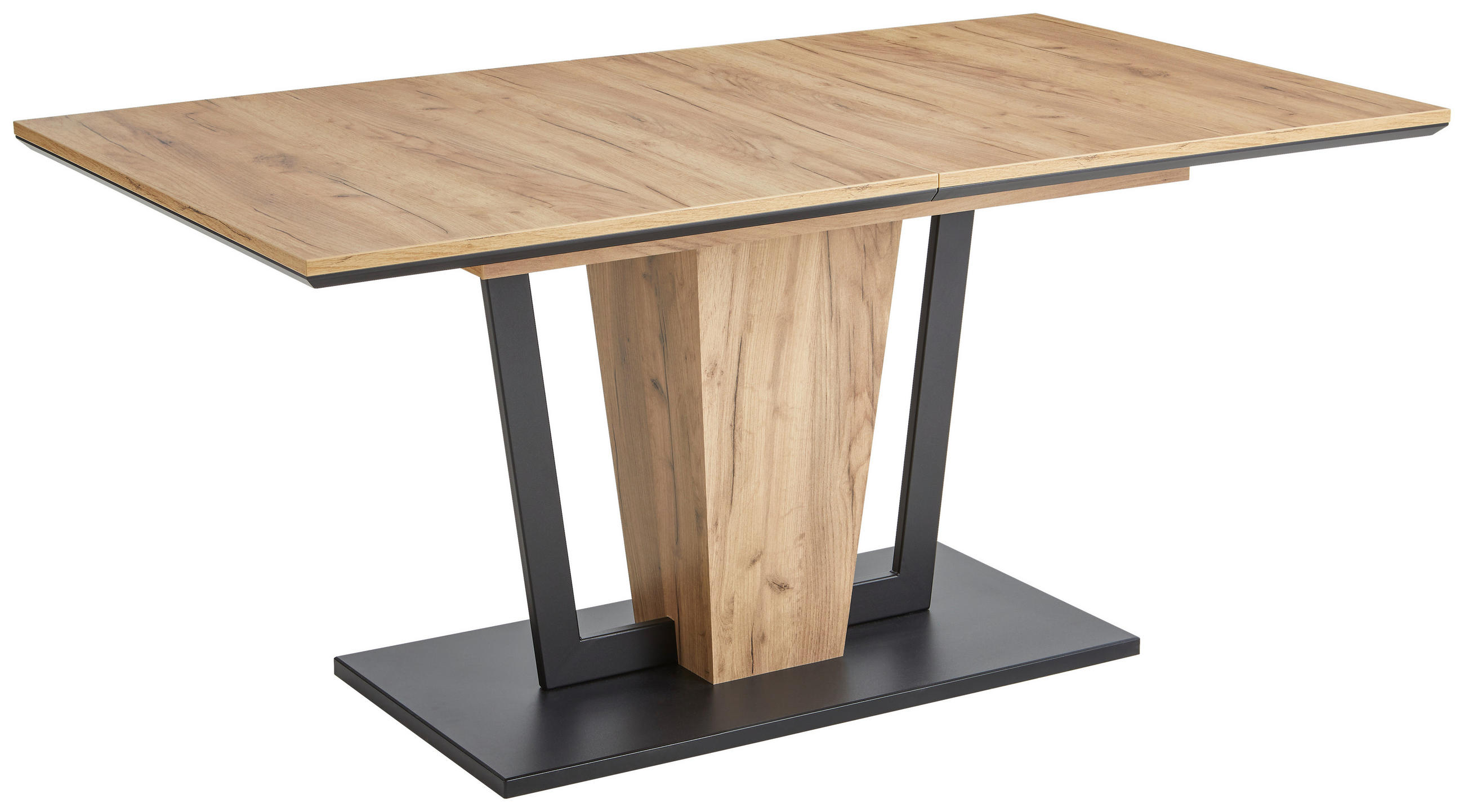 ESSTISCH in Holzwerkstoff 140-180/90/76 cm  - Eichefarben/Schwarz, Design, Holzwerkstoff (140-180/90/76cm) - Valdera