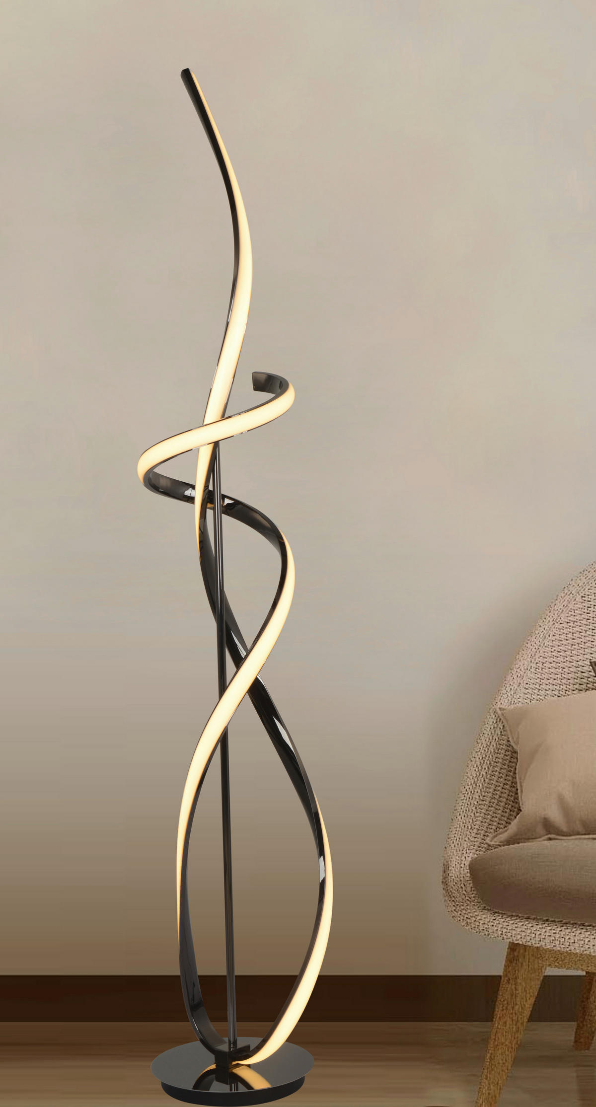 LED-STEHLEUCHTE 25/25/143 cm    - Schwarzchrom, Design, Kunststoff/Metall (25/25/143cm)