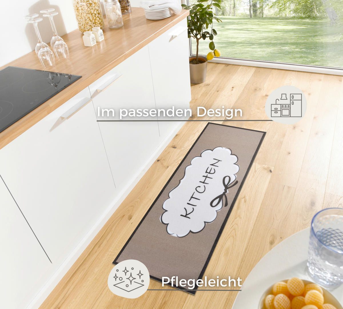 Sehenswert: Küchenläufer (rech 50/150 cm Cook & Clean Weiß, Schwarz, Braun  - Schwarz/Weiß, Design, Kunststoff (50/150cm) - Hanse Home