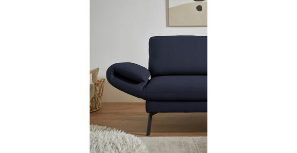 ECKSOFA  in Flachgewebe Blau Armteilverstellung, Relaxfunktion, Drehsitzfunktion  255-365/175-224 cm  - Blau/Schwarz, Design, Textil/Metall (255-365/175-224cm) - Dieter Knoll