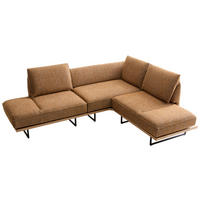 ECKSOFA Dunkelorange Chenille Rücken echt, Armteilverstellung, Relaxfunktion, Drehsitzfunktion  - Dunkelorange/Schwarz, Design, Holz/Textil (252/209cm) - Koinor