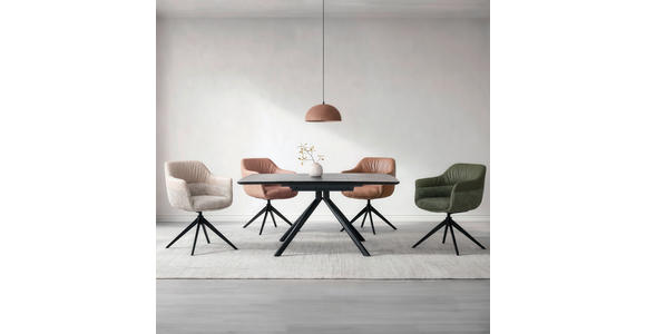 ESSTISCH in Keramik, Holzwerkstoff 90-130/90/76 cm  - Schwarz/Grau, Design, Keramik/Holzwerkstoff (90-130/90/76cm) - Novel