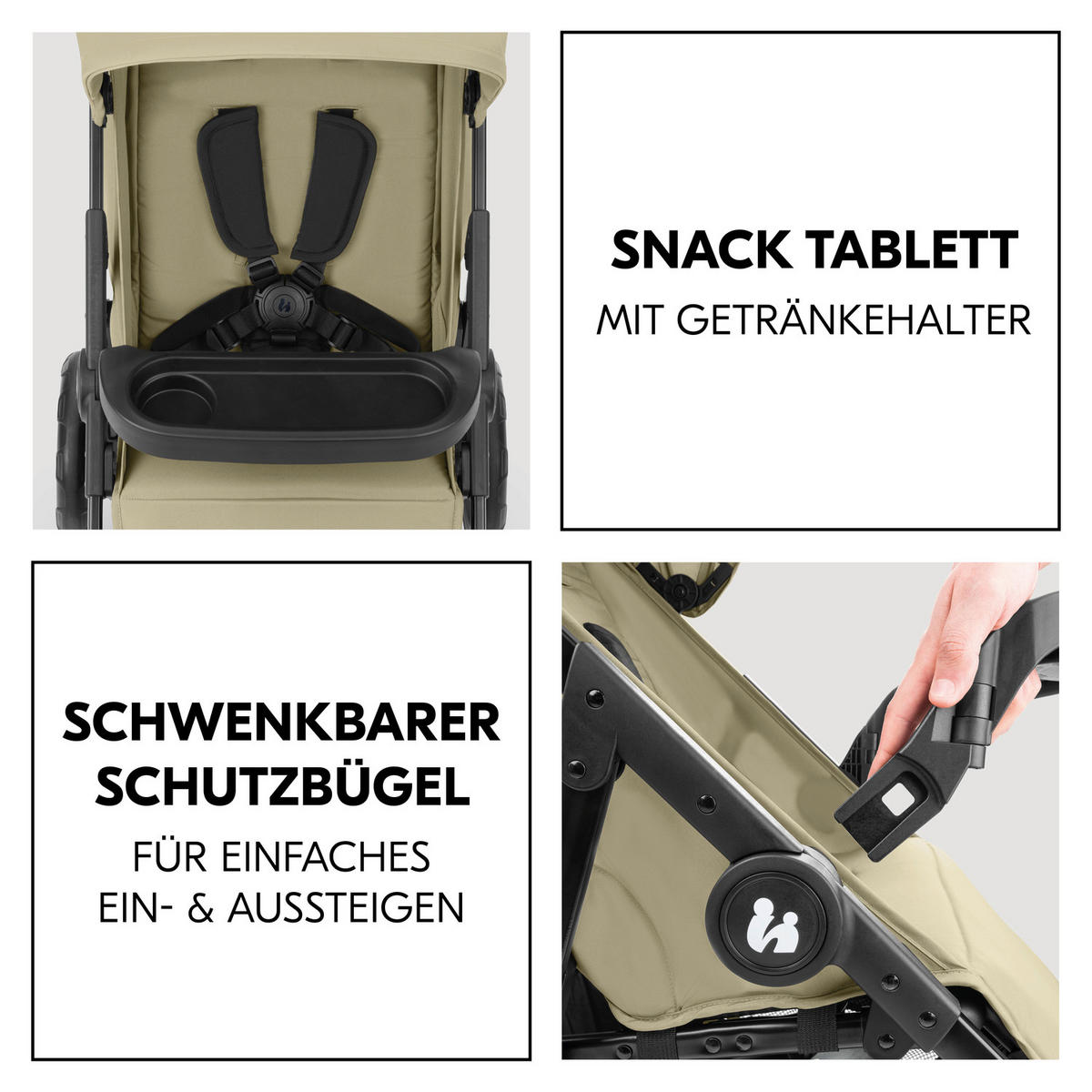 KINDERWAGENSET  Shop N Care Trio Set  Olive  - Olivgrün, Basics, Kunststoff/Textil (52/110/91cm) - Hauck