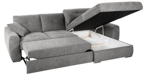 ECKSOFA in Mikrofaser Grau  276/193 cm  - Chromfarben/Grau, MODERN, Kunststoff/Textil (276/193cm) - Hom`in