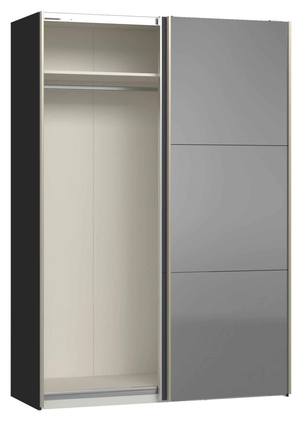 SCHWEBETÜRENSCHRANK 152/220/65 cm 2-türig Anthrazit, Schwarz  - Edelstahlfarben/Anthrazit, Design, Glas/Holzwerkstoff (152/220/65cm) - Jutzler