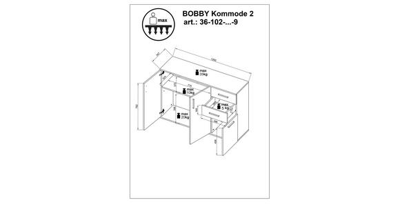 KOMMODE 120/84/35 cm  - Silberfarben/Schwarz, KONVENTIONELL, Holzwerkstoff/Kunststoff (120/84/35cm) - Carryhome