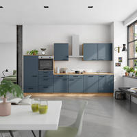 KÜCHENBLOCK Easytouch 360 cm  in Eichefarben, Dunkelblau  - Eichefarben/Schwarz, MODERN, Holzwerkstoff/Metall (360cm) - Nobilia