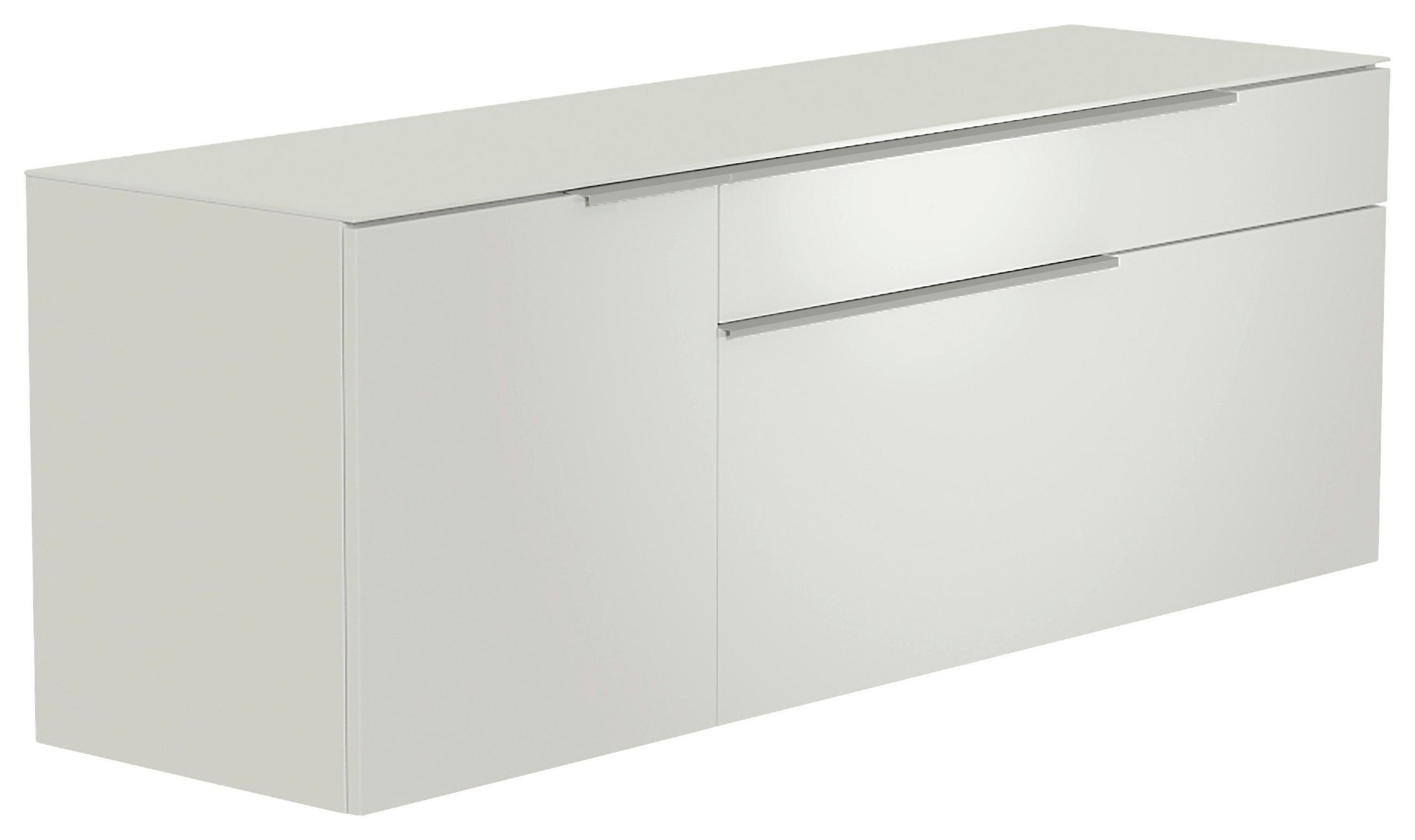 LOWBOARD  in 160/65/45 cm  - Weiss/Alufarben, Design, Glas/Holzwerkstoff (160/65/45cm) - Moderano