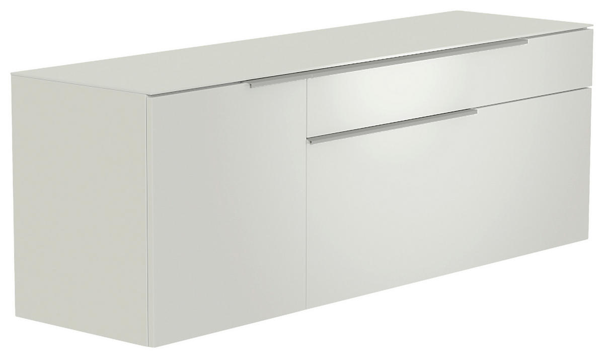 LOWBOARD 160/65/45 cm  - Weiss/Alufarben, Design, Glas/Holzwerkstoff (160/65/45cm) - Moderano