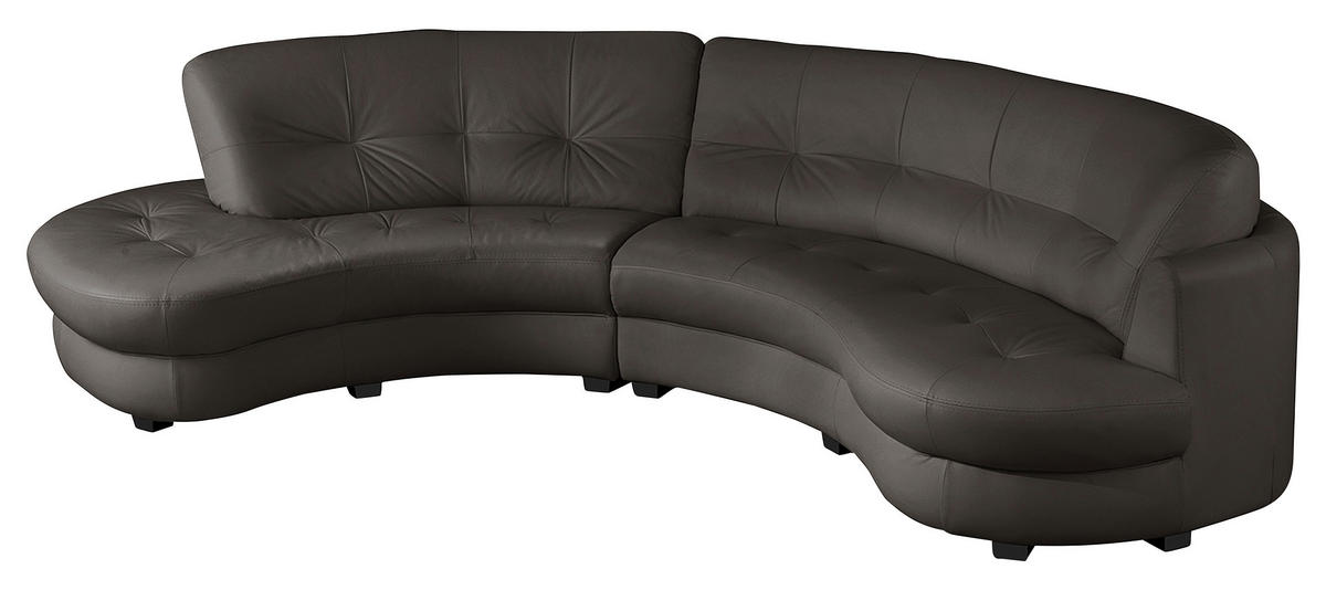 ECKSOFA Dunkelbraun Echtleder Lederlook  - Dunkelbraun/Schwarz, Design, Leder/Kunststoff (113/300cm) - Livetastic
