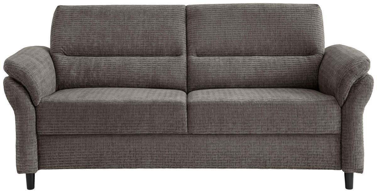 3-SITZER-SOFA in Mikrofaser Graubraun  - Graubraun/Schwarz, Modern, Holz/Textil (192/90/89cm) - Livetastic