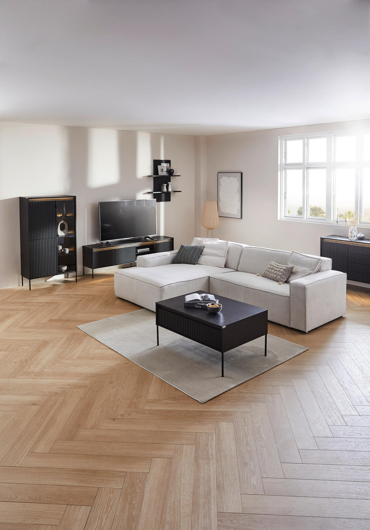 SIDEBOARD svart  166/82/40 cm  - svart, Trend, metall/trämaterial (166/82/40cm) - Carryhome