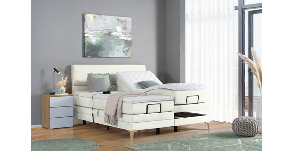BOXSPRINGBETT 180/200 cm in Weiß - Eichefarben/Weiß, KONVENTIONELL, Holz/Textil (180/200cm) - Voleo