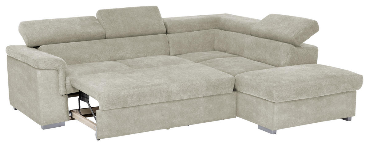 ECKSOFA in Flachgewebe Beige  252/217 cm  - Beige, Basics, Holz/Textil (252/217cm) - MID.YOU