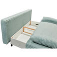 SCHLAFSOFA Cord Pastellgrün Rückenkissen, Armlehnenkissen, Bettkasten, Schlaffunktion, Rücken echt, Liegefläche im Originalstoff  - Pastellgrün/Schwarz, KONVENTIONELL, Kunststoff/Textil (211/96/105cm) - Carryhome
