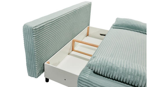 SCHLAFSOFA Cord Pastellgrün Rückenkissen, Armlehnenkissen, Bettkasten, Schlaffunktion, Rücken echt, Liegefläche im Originalstoff  - Pastellgrün/Schwarz, KONVENTIONELL, Kunststoff/Textil (211/96/105cm) - Carryhome