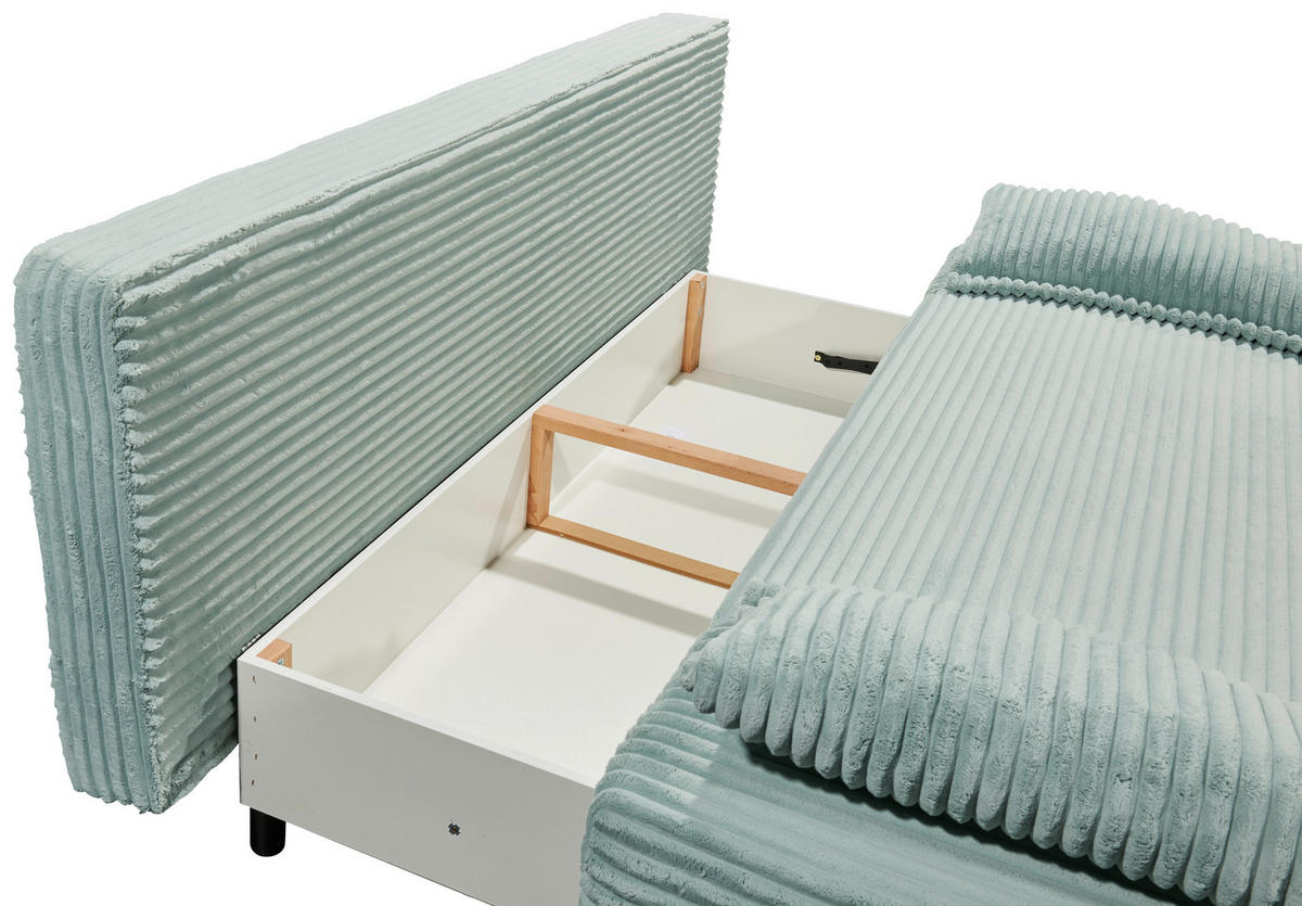 SCHLAFSOFA  mit Cord Pastellgrün  - Pastellgrün/Schwarz, KONVENTIONELL, Kunststoff/Textil (211/96/105cm) - Carryhome