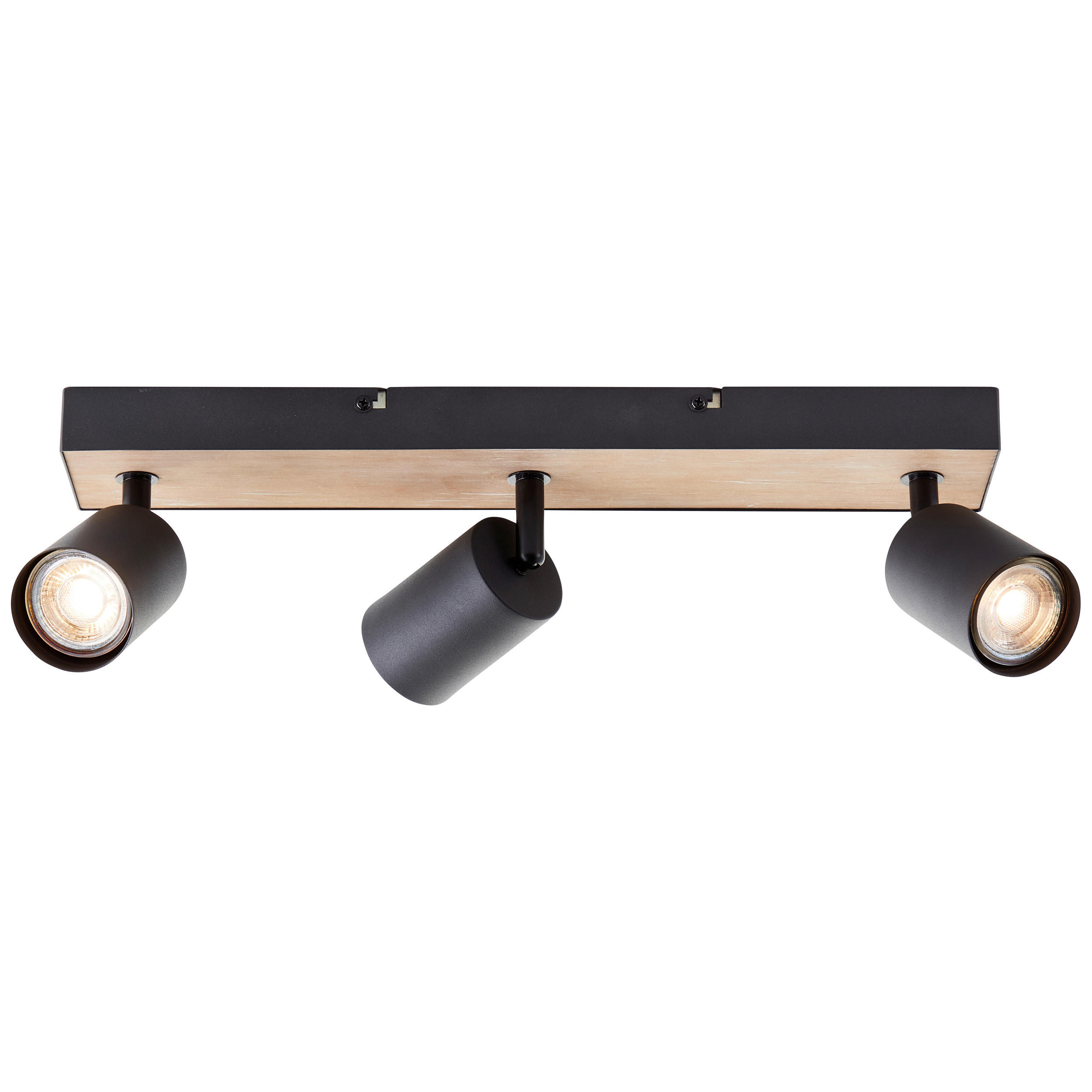 LED-DECKENSTRAHLER - Schwarz/Kieferfarben, Basics, Holz/Metall (42/15,3/8cm) - Brilliant