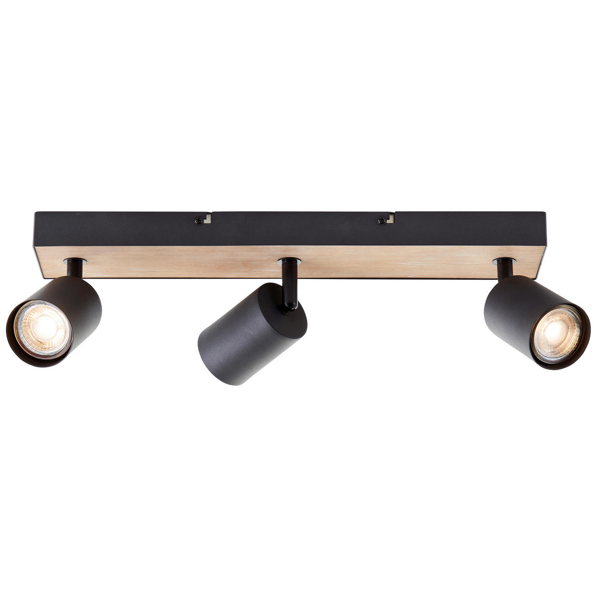 LED-DECKENSTRAHLER - Schwarz/Kieferfarben, Basics, Holz/Metall (42/15,3/8cm) - Brilliant