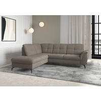 ECKSOFA ZORA E Schlammfarben Flachgewebe  - Schlammfarben/Schwarz, MODERN, Textil/Metall (212/244cm) - Sit & More