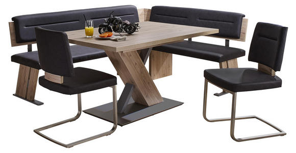 ECKBANKGRUPPE in Metall, Textil, Holzwerkstoff Eichefarben, Dunkelgrau - Eichefarben/Dunkelgrau, KONVENTIONELL, Holzwerkstoff/Textil (155/205cm) - Cantus