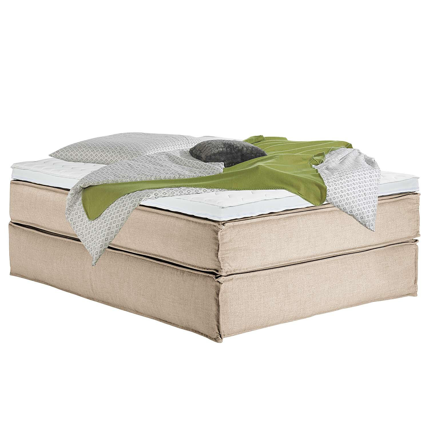 BOXSPRINGBETT 140/200 cm  in Beige  - Beige/Schwarz, Design, Textil (140/200cm) - home24