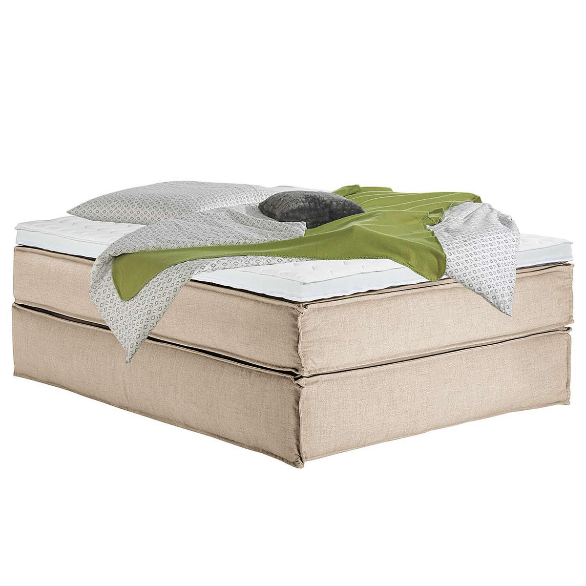 BOXSPRINGBETT 140/200 cm  in Beige  - Beige/Schwarz, Design, Textil (140/200cm) - home24