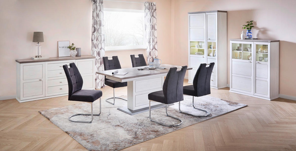 TRPEZARIJSKI STO  siva, bela   - siva/bela, Lajfstajl, pločasti materijal (180-220/90/76,2cm) - Hom`in