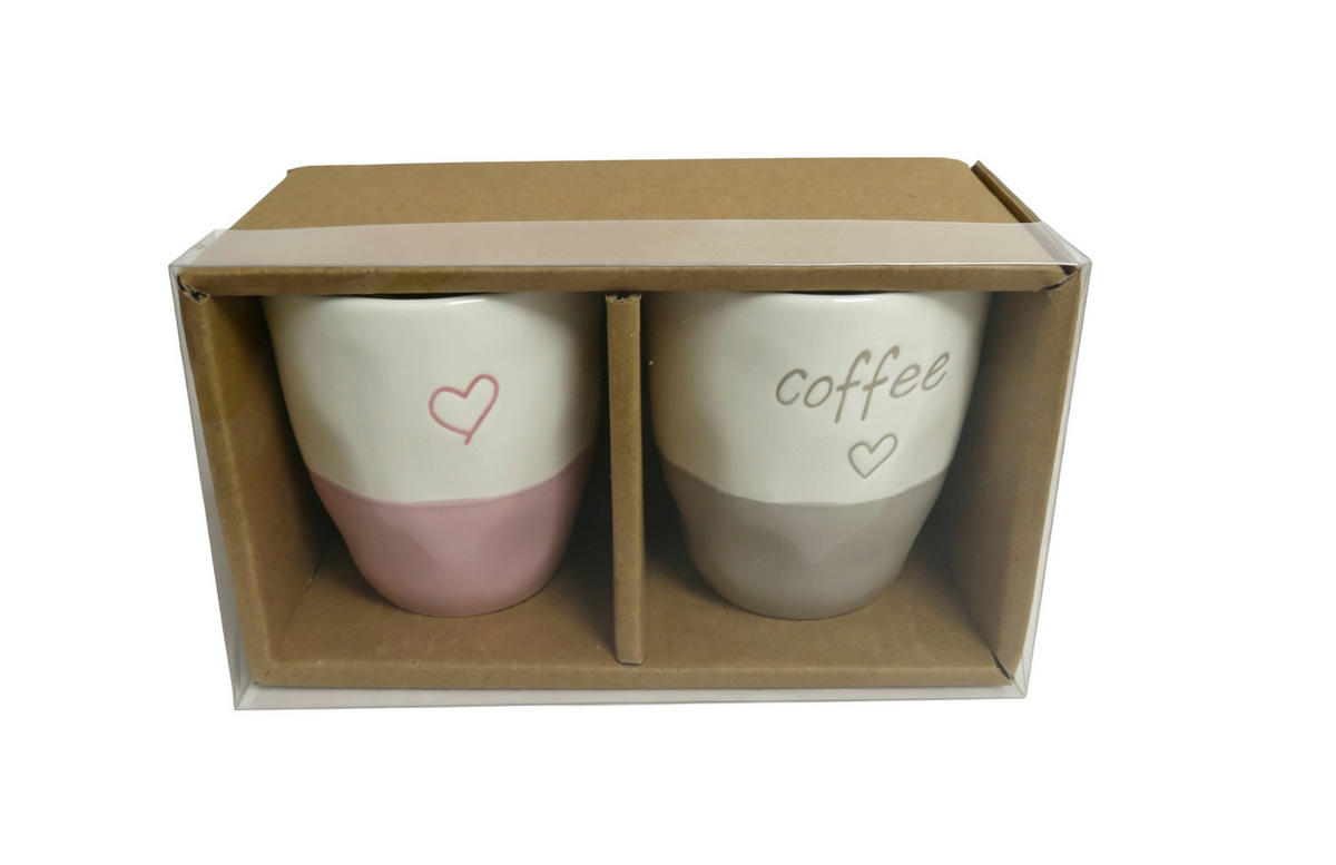 Cană Pentru Cafea 145 ml  - roz aprins/gri deschis, Trend, ceramică (150ml) - Ambia Home