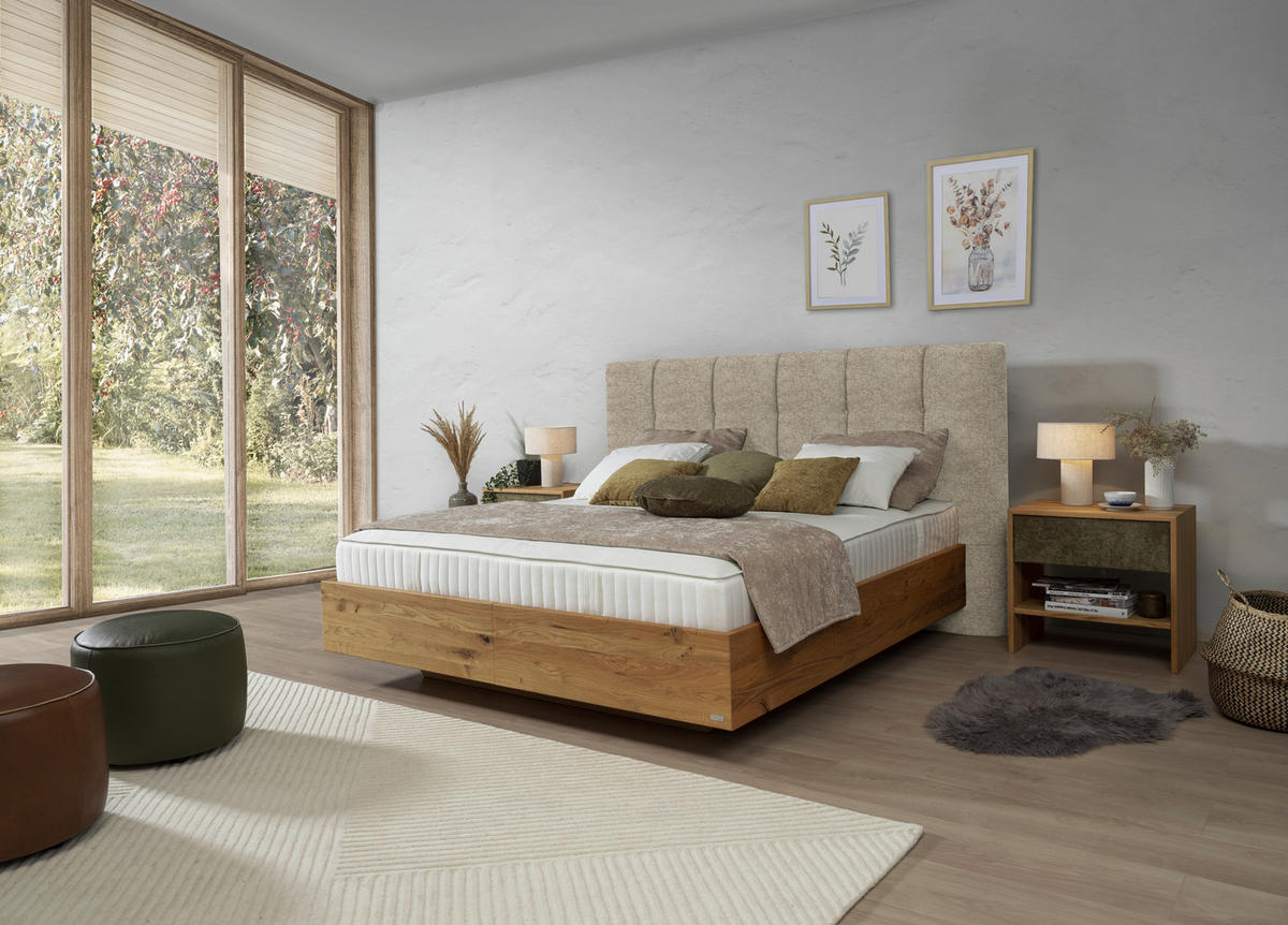 BOXSPRINGBETT 180/200 cm  in Sandfarben, Wildeiche  - Sandfarben/Wildeiche, Natur, Holz/Textil (180/200cm) - Valnatura
