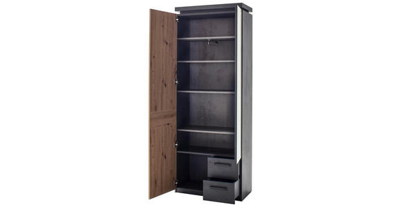 GARDEROBE 5-teilig in 261/201/38 cm - Eichefarben/Dunkelgrau, Design, Holzwerkstoff (261/201/38cm) - Voleo